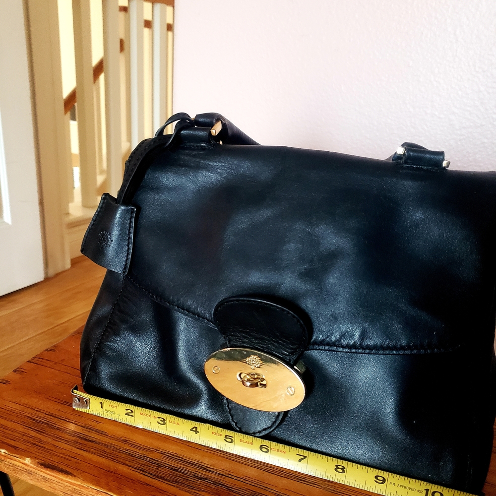 Mulberry Black Leather Handbag with Gold Accent